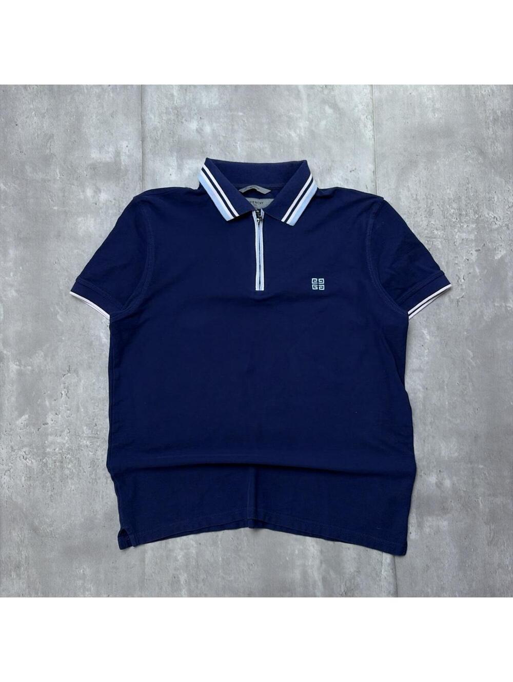 Y2K Navy Givenchy Logo Zip Polo Shirt